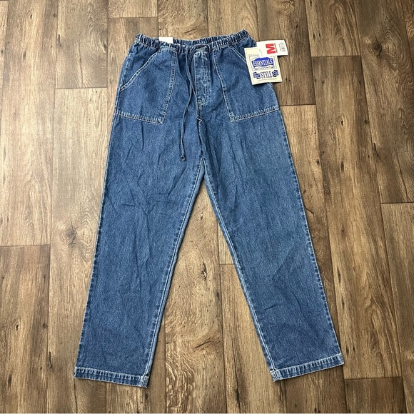 Essentials Style Vintage Denim Straight Leg High Waist Mom Blue Jeans Size M - Picture 1 of 5